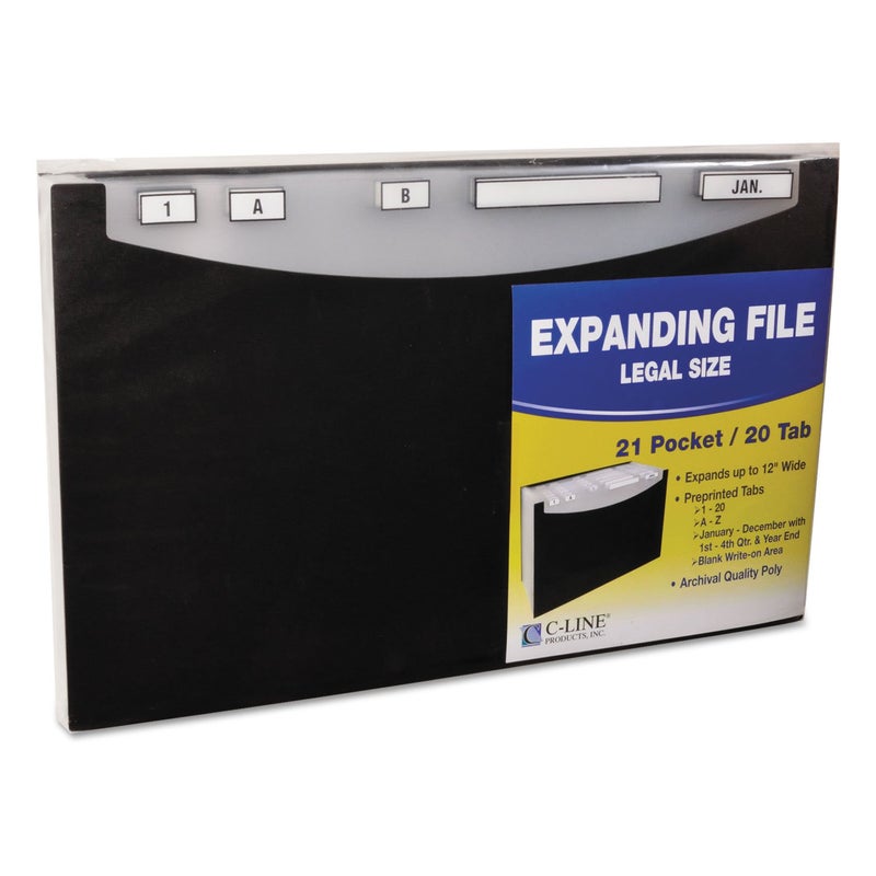 C-Line 48221 21-Pocket Stand-Up Design Expanding File, 12-Inch Exp, Legal, 15 x 9 1/4, Black - Image 3